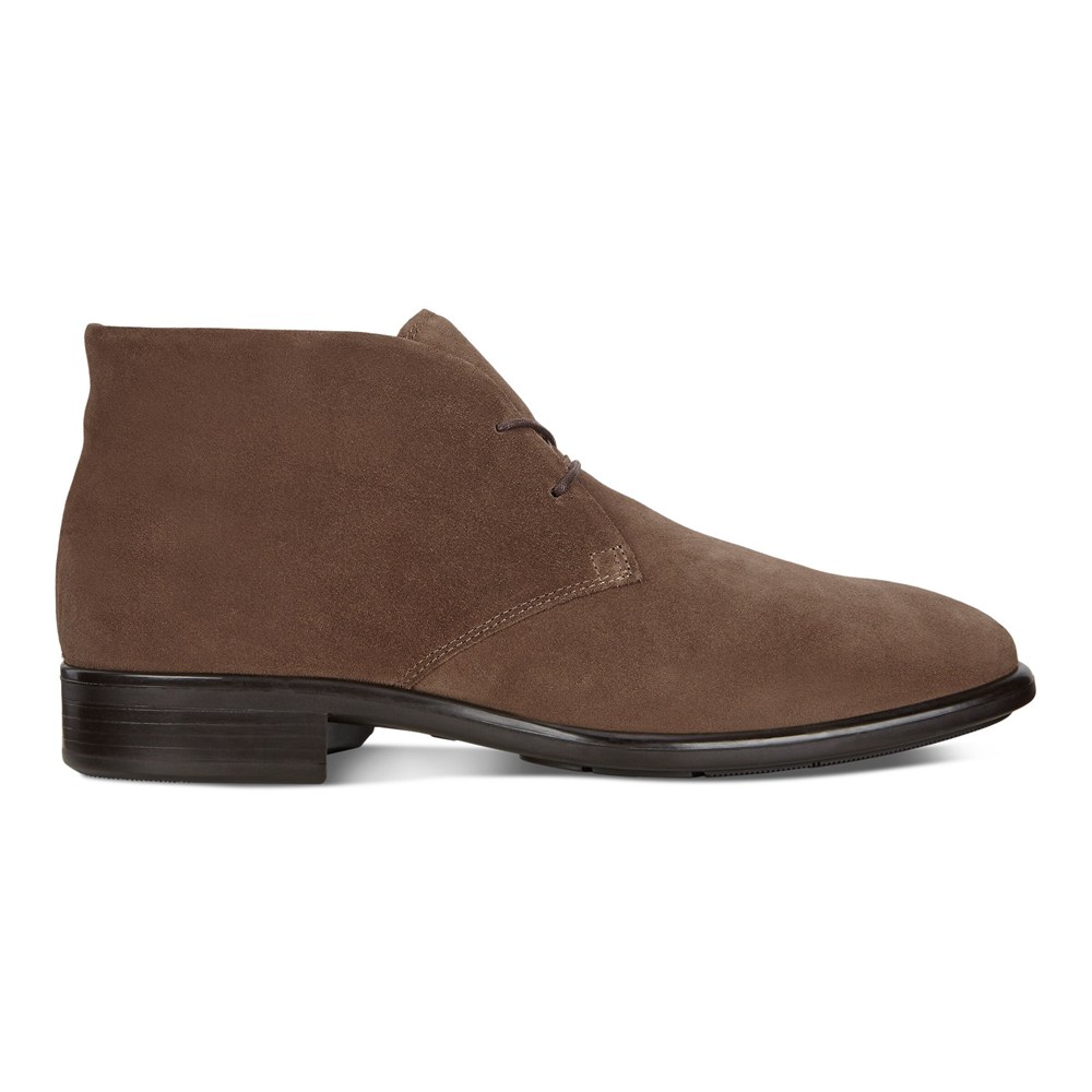 ECCO Mens Dress Shoes Brown - Citytray Suede Ankle Boot - CZG-425819